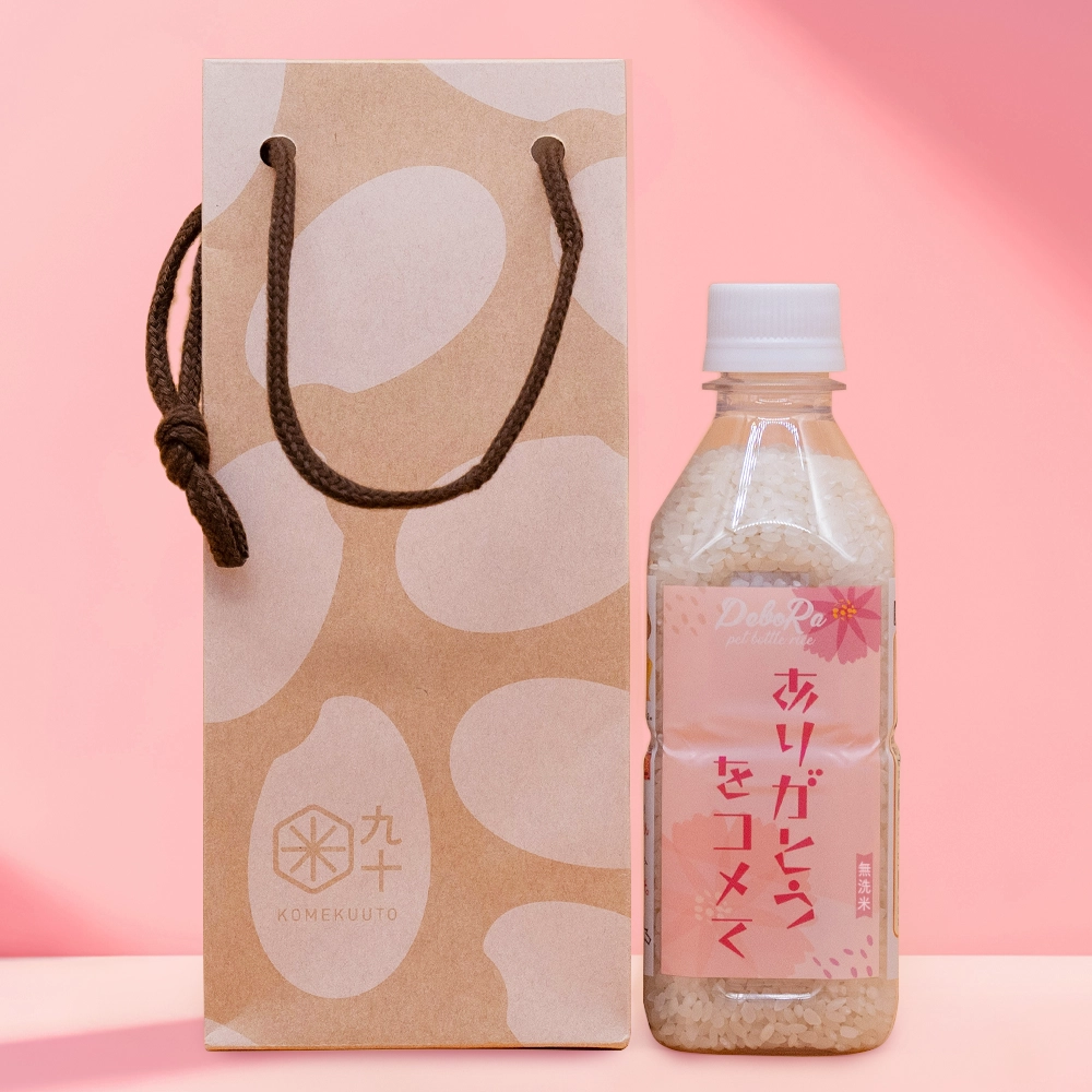 【お米のプチギフト】青森県産はれわたりPeboRa1本とお米柄手提げ袋のプチセット